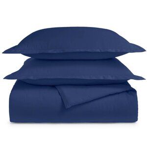 Charter Club Damask Solid 3 Piece King Duvet Set Navy Peony